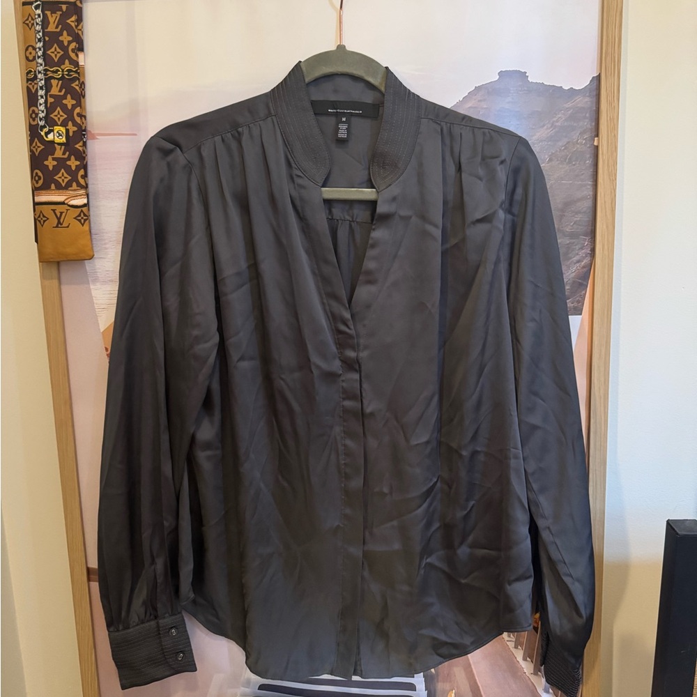 White House Black Market Charcoal Button Down Shirt